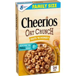 General Mills Family Size Cheerios Oat Crunch Oats Honey Cereal - 24oz