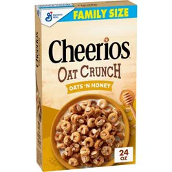 General Mills Family Size Cheerios Oat Crunch Oats Honey Cereal - 24oz