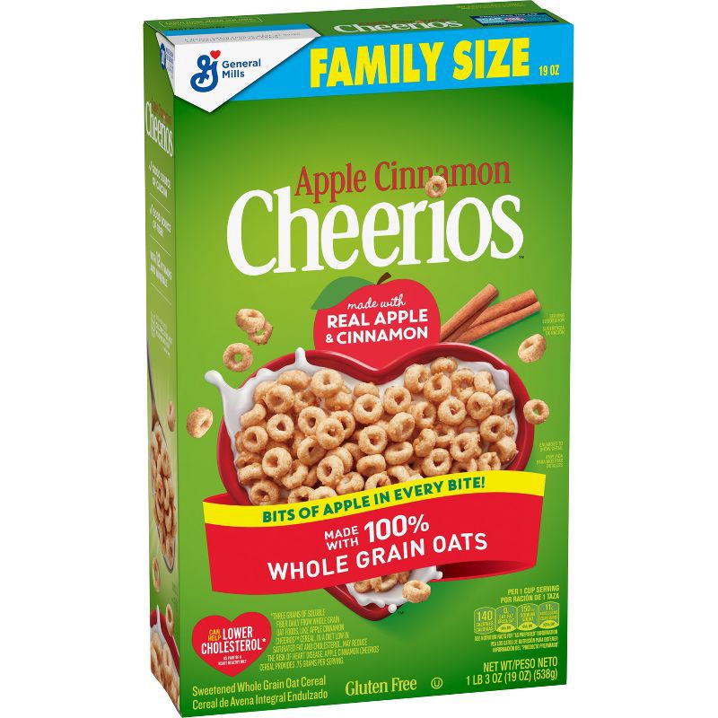 slide 1 of 10, General Mills Size Apple Cinnamon Cheerios Cereal - 19oz: Cholesterol Free, Gluten-Free, 19 oz