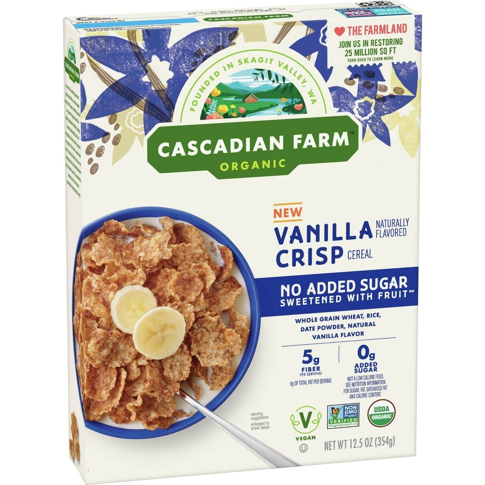 slide 3 of 8, General Mills Cascadian Farm No Sugar Added Vanilla Crispies, 12.5 oz