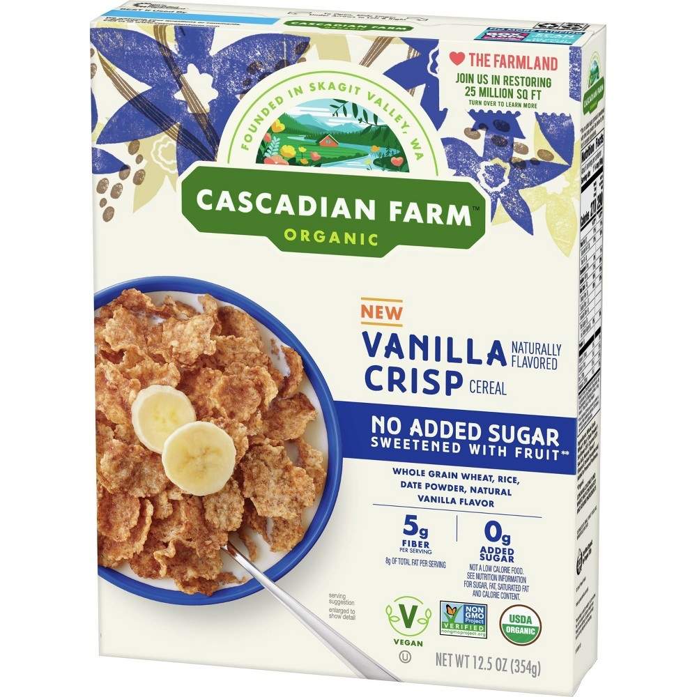 slide 4 of 8, General Mills Cascadian Farm No Sugar Added Vanilla Crispies, 12.5 oz