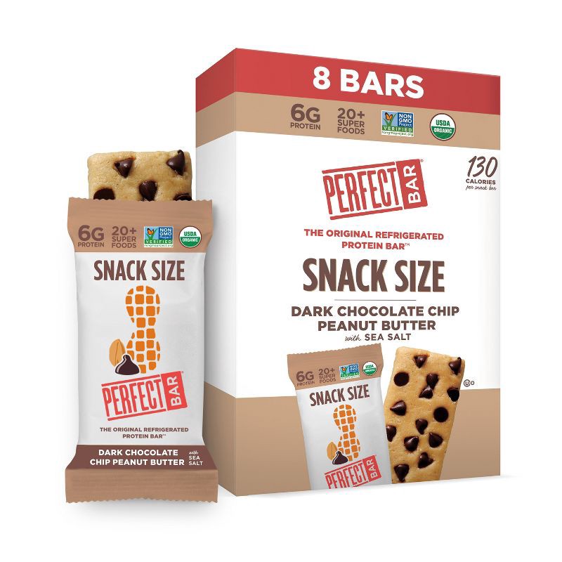 slide 1 of 9, Perfect Bar Dark Chocolate Chip Peanut Butter Snack Size Protein Bars - 7oz/8ct, 7 oz, 8 ct