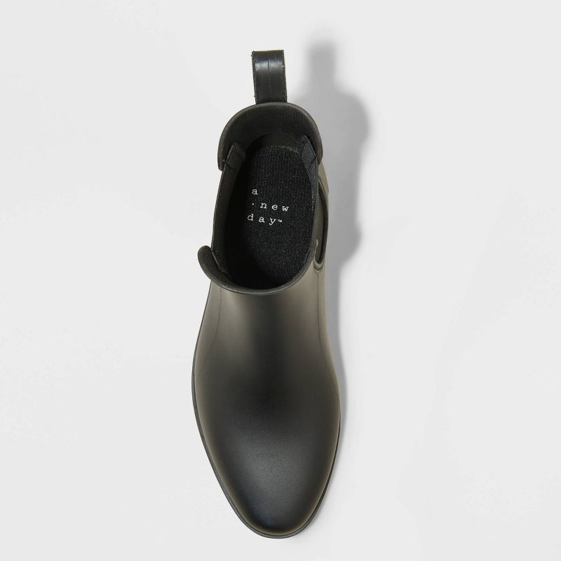 slide 3 of 4, Women's Chelsea Rain Boots - A New Day™ Black 9: Waterproof Ankle Block Heel, Pull-On Style, 1 ct