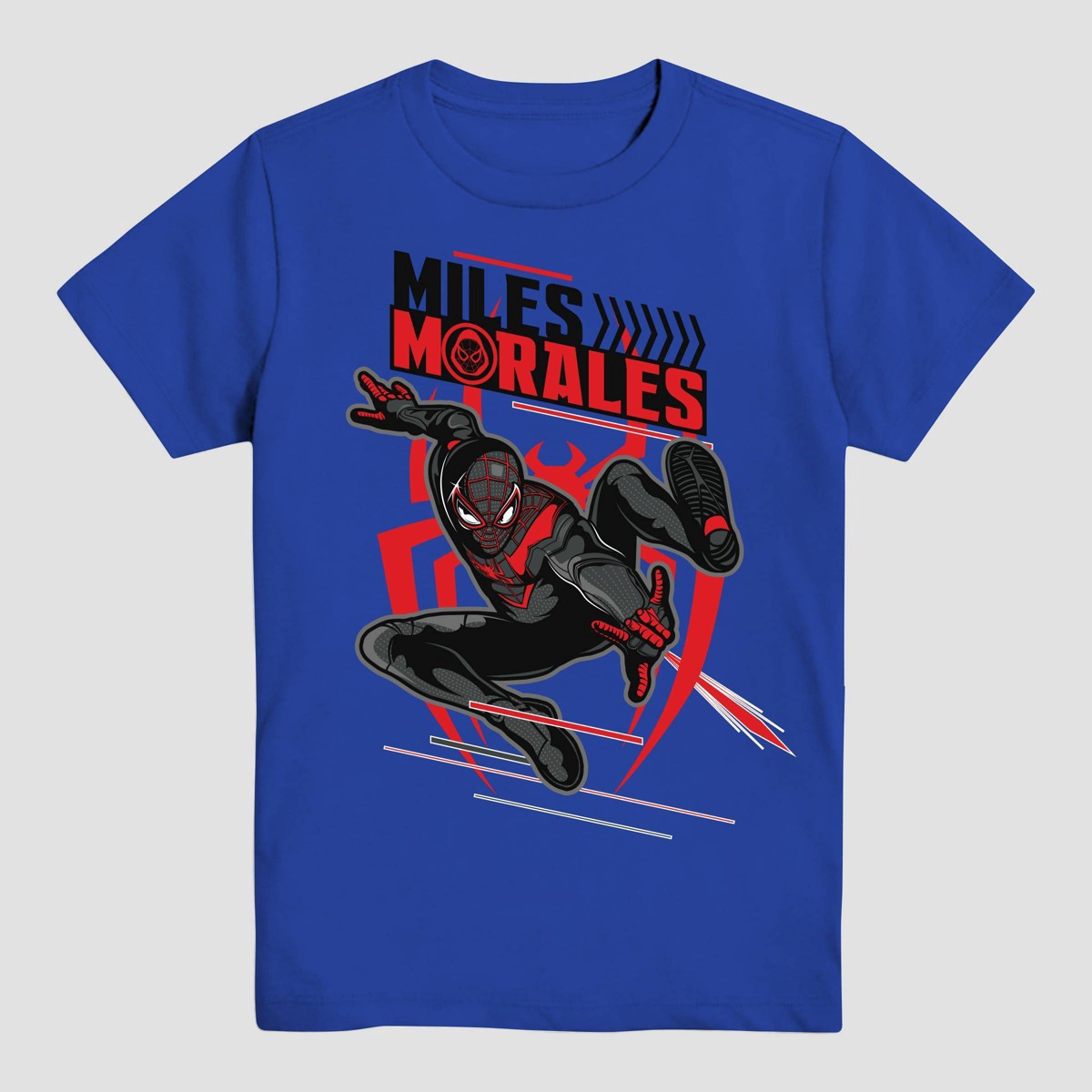 slide 1 of 1, Boys' Marvel Miles Morales Short Sleeve Graphic T-Shirt - Blue M, 1 ct