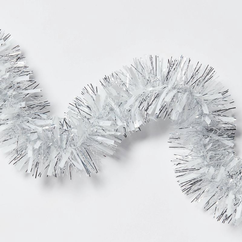 slide 3 of 3, 10' Tinsel Christmas Garland Silver - Wondershop™, 1 ct