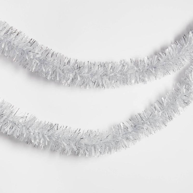 slide 1 of 3, 10' Tinsel Christmas Garland Silver - Wondershop™, 1 ct