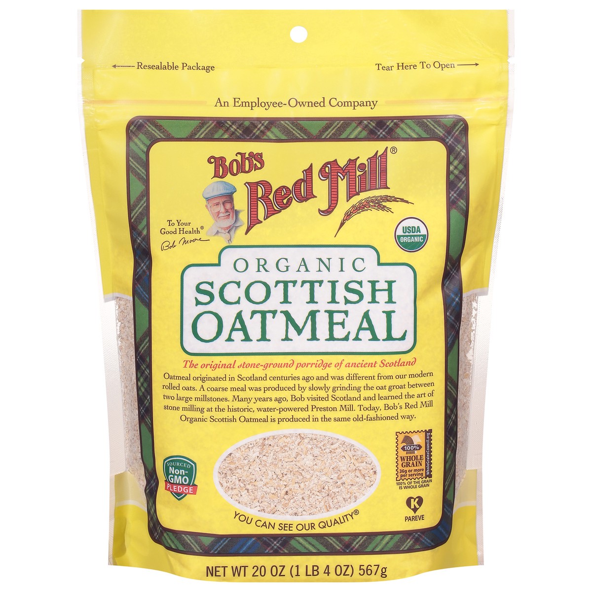 slide 1 of 9, Bob's Red Mill Scottish Organic Oatmeal 20 oz, 20 oz