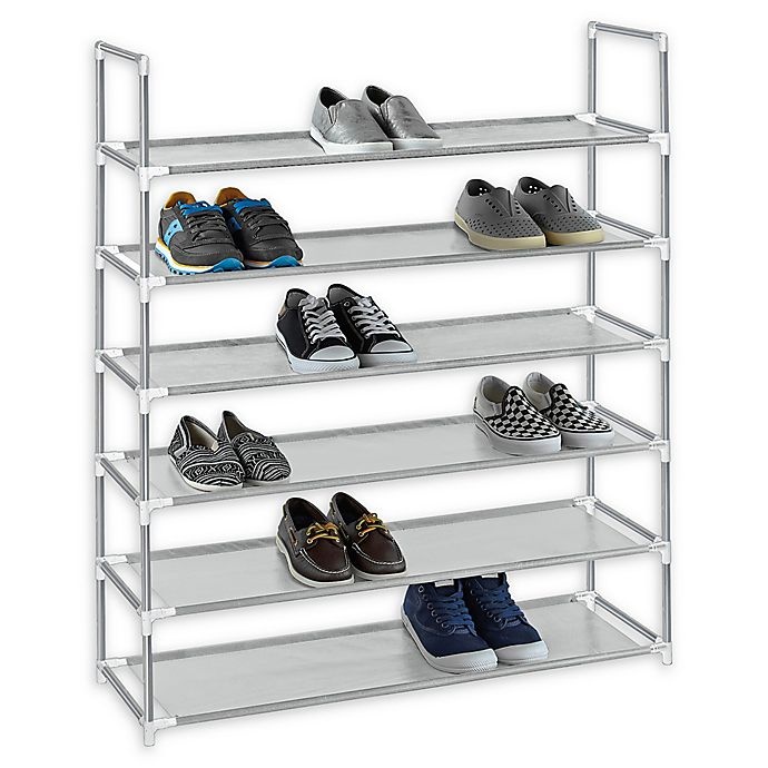 slide 1 of 5, SALT 6-Tier Fabric Shoe Rack - Grey, 1 ct