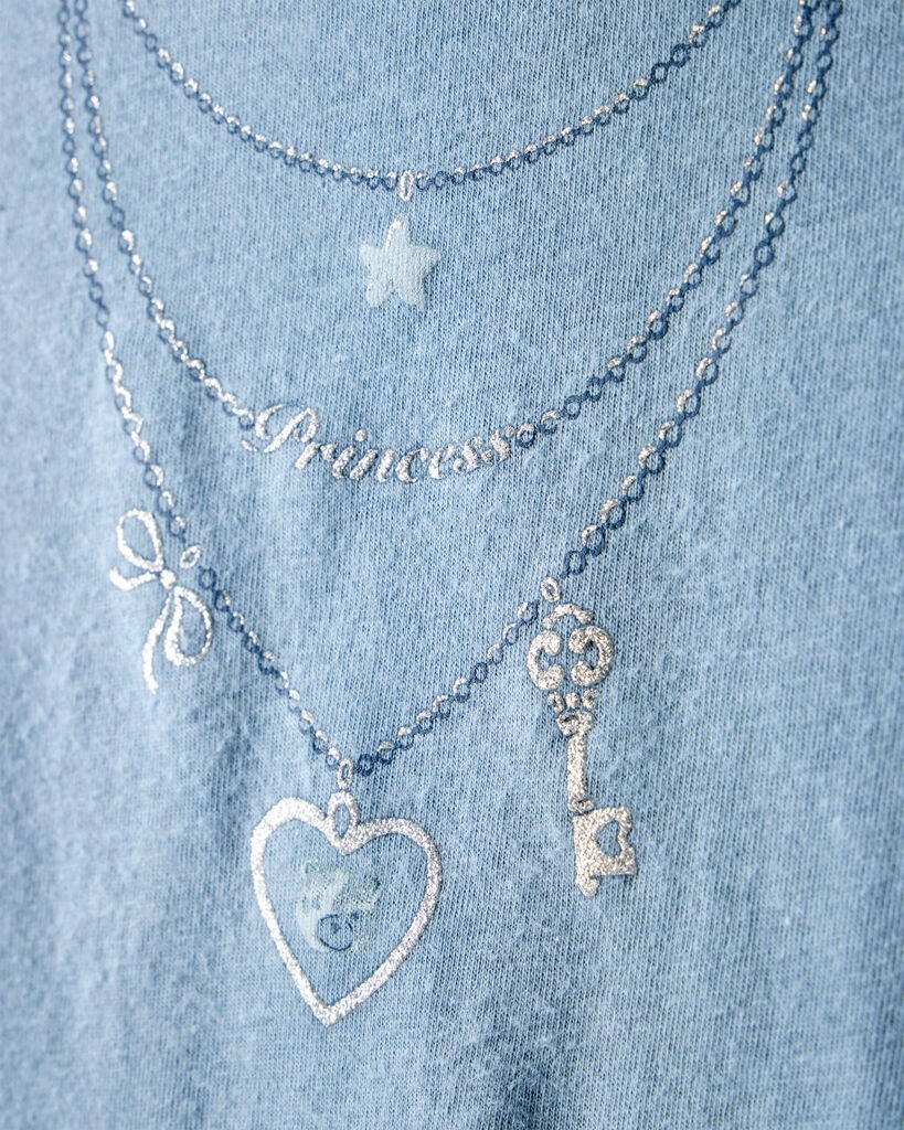 slide 2 of 3, Carter's Girls Charm Necklace Short-Sleeve Graphic Tee - Blue Blue XS, 1 ct