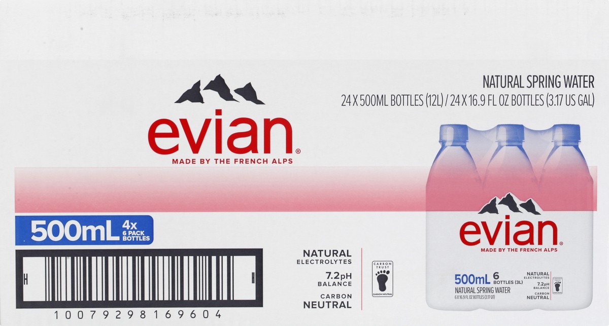 slide 9 of 11, Evian Water - 1/2 liter, 1/2 liter