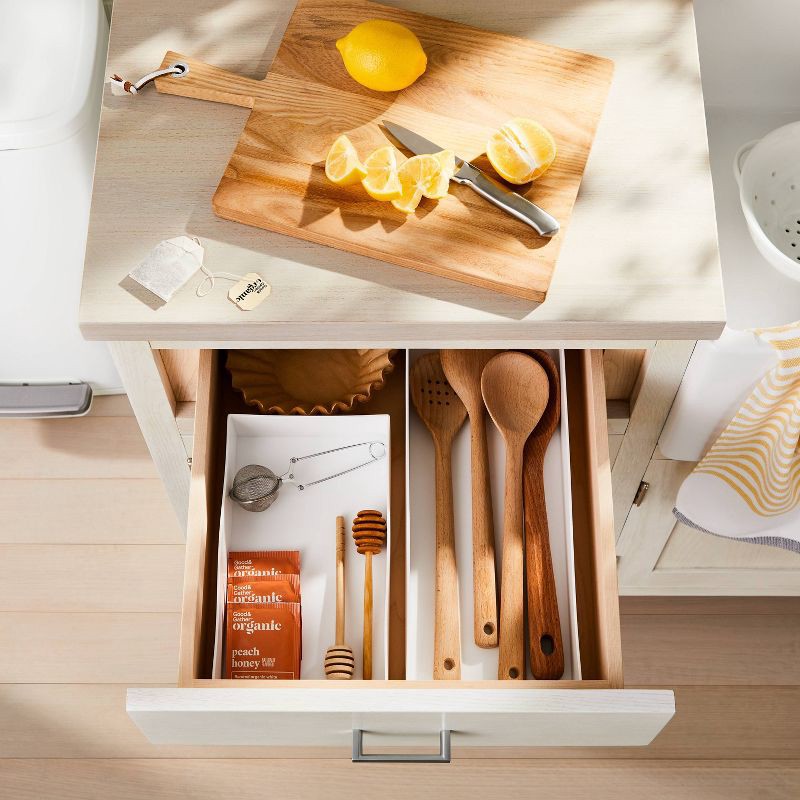 slide 2 of 3, 6"x16" Drawer Organizer White - Brightroom™: Kitchen & Bathroom In-Drawer Flatware Storage, Dishwasher-Safe, 1 ct