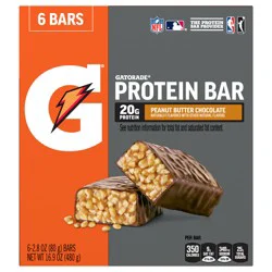 Gatorade Organic Protein Bar Chocolate Peanut Butter Protein Bar - 16.9oz/6ct: Muscle Growth, Sports Performance, 20g Protein, Chewy