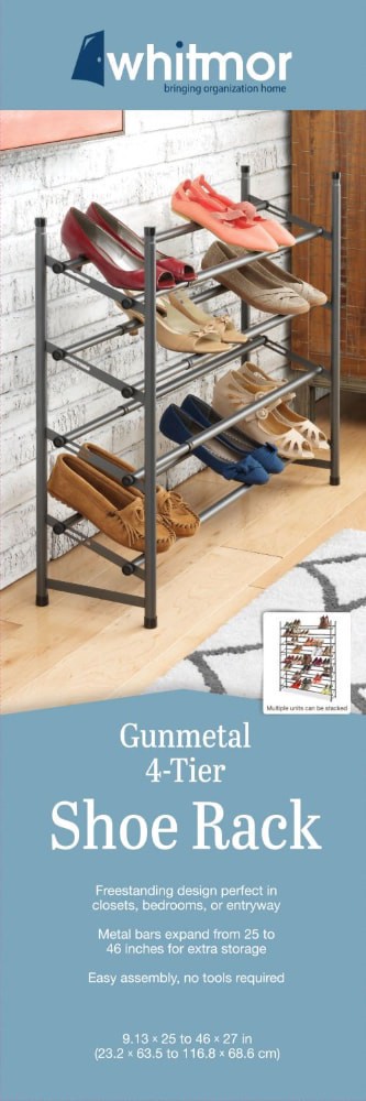 slide 2 of 2, Whitmor 4-Tier Shoe Rack - Gunmetal Gray, 9.13 in x 46 in x 27 in