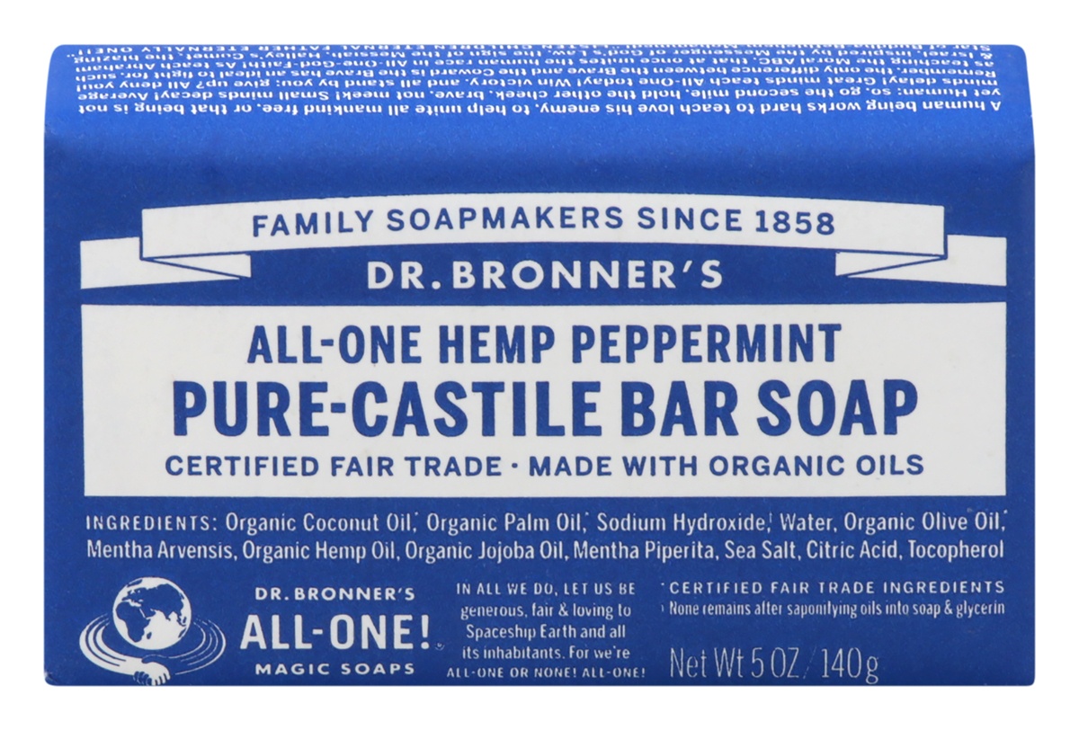 Dr Bronners Bar Soap, All-One Hemp Peppermint - 5 oz