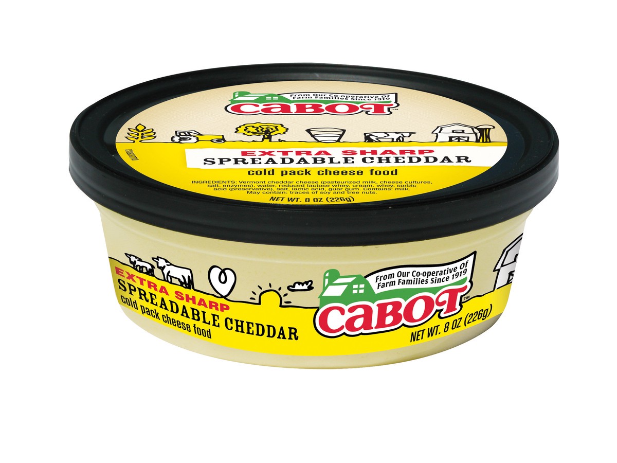 slide 1 of 7, Cabot Cheese\, Spreadable Extra Sharp Cheddar, 8 oz
