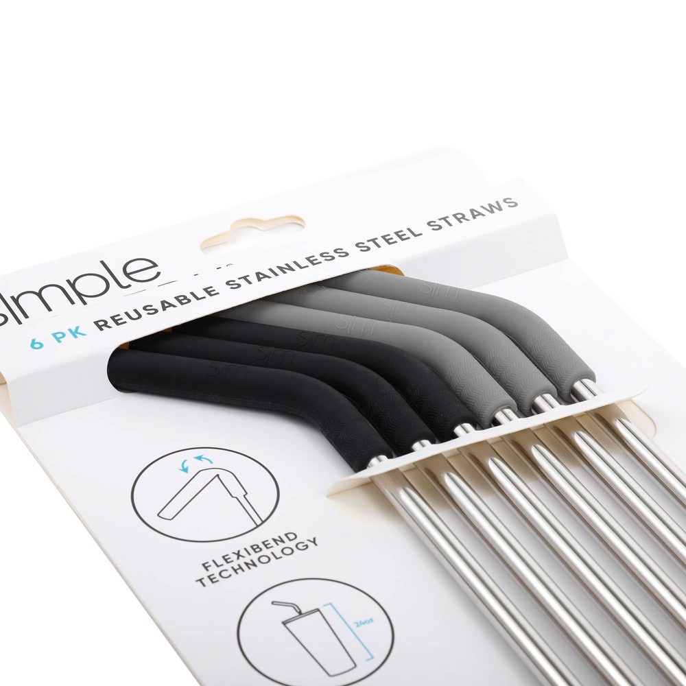 Simple Modern 6pk Silicone Tip Stainless Steel Straws - Blues 1 ct