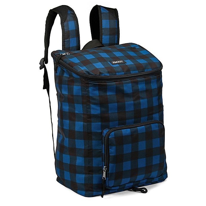 slide 1 of 5, PACKiT Freezable Can Cooler Backpack - Navy Buffalo, 1 ct