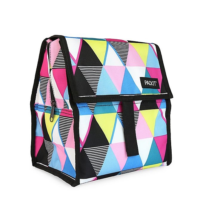 slide 2 of 8, PackIt Freezable Lunch Bag - Multicolor Triangle Stripes, 1 ct