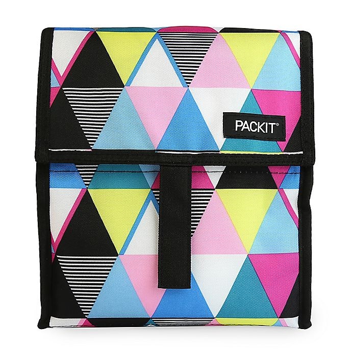 slide 1 of 8, PackIt Freezable Lunch Bag - Multicolor Triangle Stripes, 1 ct