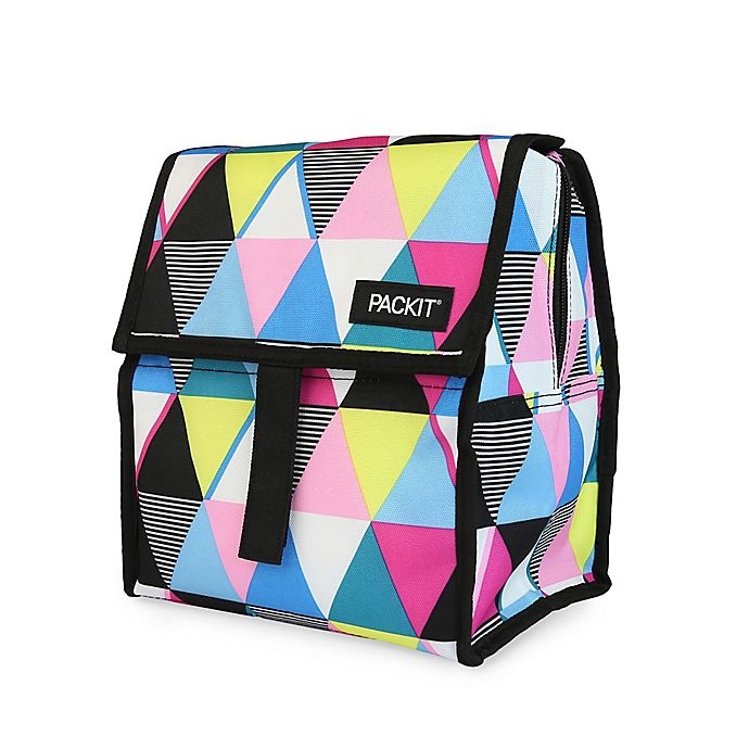 slide 3 of 8, PackIt Freezable Lunch Bag - Multicolor Triangle Stripes, 1 ct