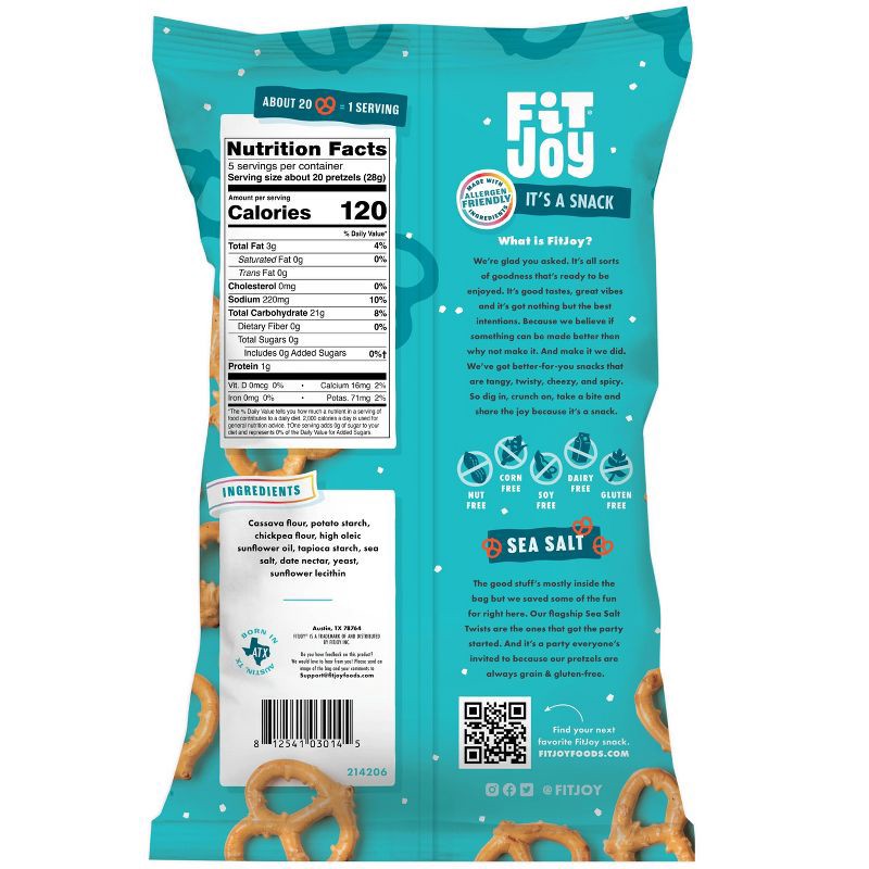 slide 2 of 4, FitJoy Grain Free Sea Salt Pretzel Twists - 5oz, 5 oz