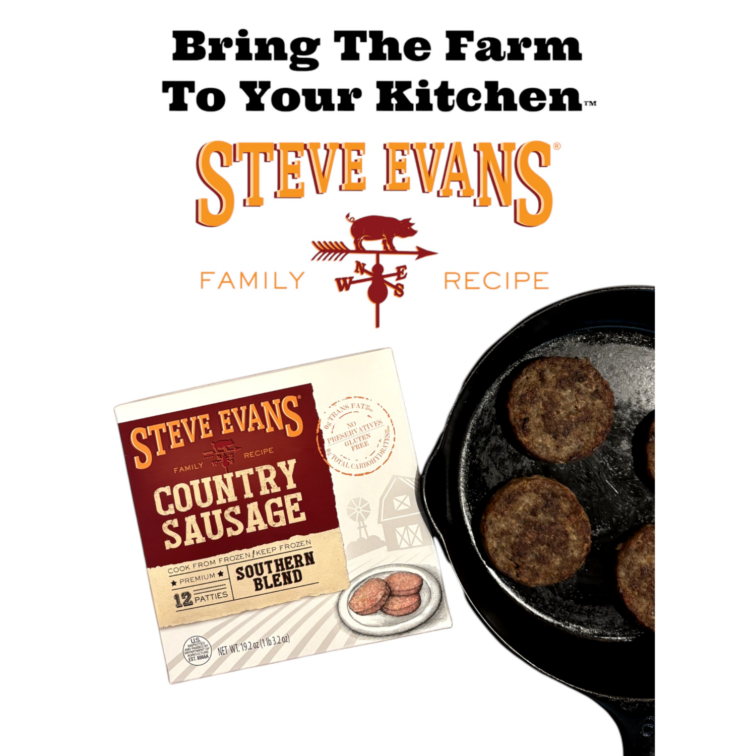 slide 4 of 4, Steve Evans Southern Brkfst Patties 12Ct, 12 ct