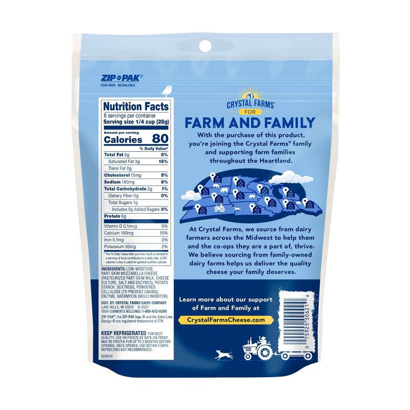 slide 2 of 7, Crystal Farms Mozzarella Cheese Shreds - 8oz, 8 oz