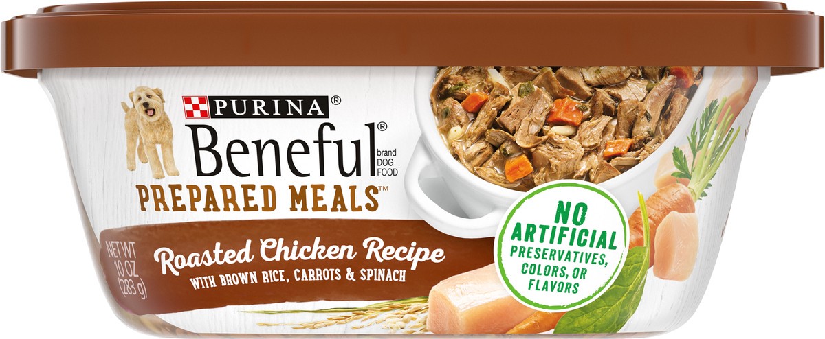 slide 4 of 9, Purina Beneful Prepared Meals Roasted Recipes Wet Dog Food Roasted Chicken Recipe with Brown Rice, Carrots & Spinach - 10oz, 