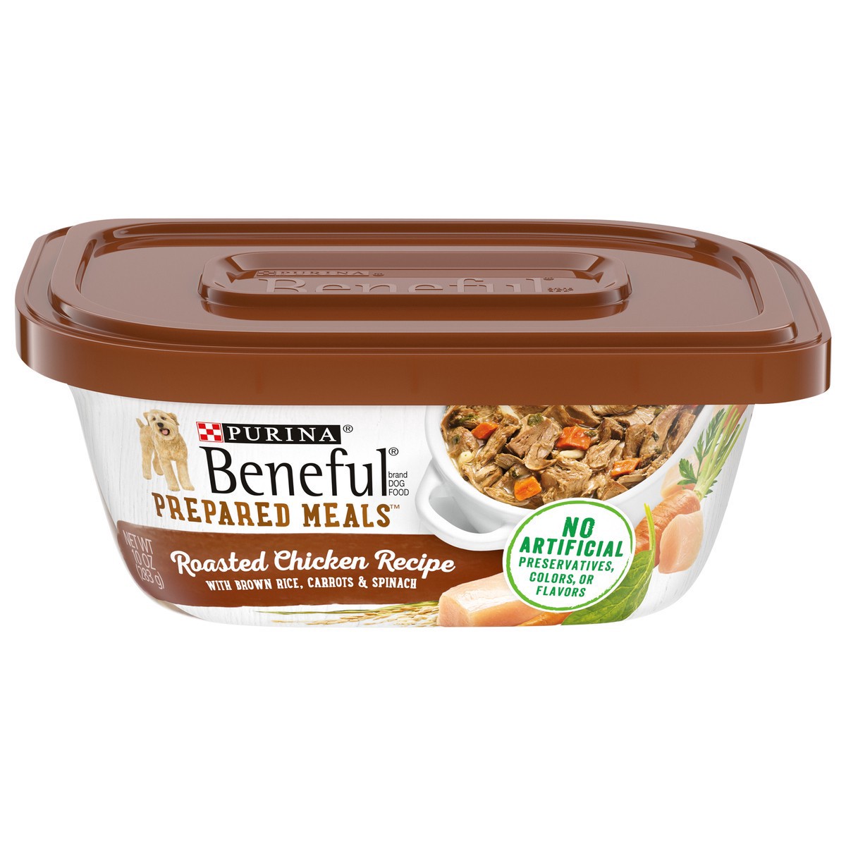 slide 1 of 9, Purina Beneful Prepared Meals Roasted Recipes Wet Dog Food Roasted Chicken Recipe with Brown Rice, Carrots & Spinach - 10oz, 