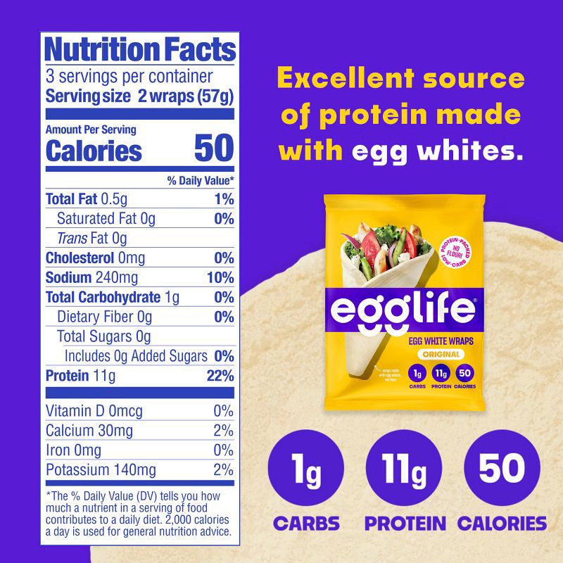 slide 6 of 7, egglife Gluten Free Original Egg White Wraps - 6oz/6ct, 6 ct; 6 oz