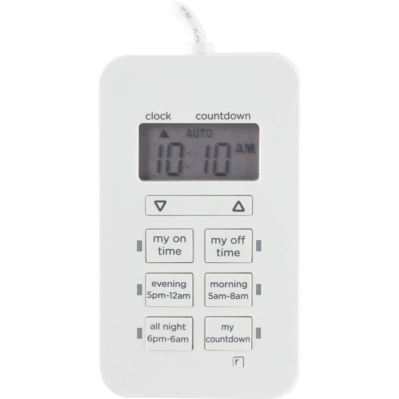 slide 2 of 5, myTouchSmart Digital Dimmable Timer Polarized 2-Outlets Presets On/Off Tether White, 1 ct
