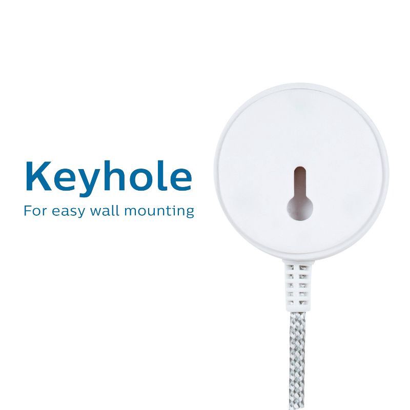 slide 5 of 6, Cordinate 6' Grounded Power Switch Tether on/off Braided Cord White, 1 ct