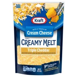 Kraft Triple Cheddar Shredded Cheese with a Touch of Cream Cheese for a Creamy Melt, 8 oz Bag