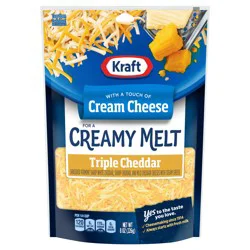Kraft Triple Cheddar Shredded Cheese with a Touch of Cream Cheese for a Creamy Melt, 8 oz Bag