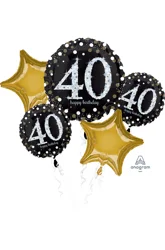Helium Balloon Bouquet Birthday 40, 5 Count