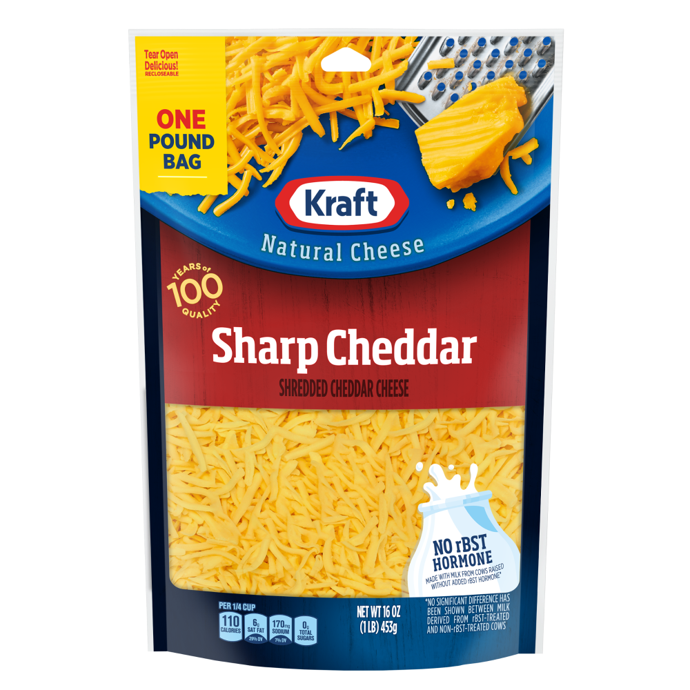 slide 2 of 2, Kraft Sharp Cheddar Shredded Cheese 16 oz Bag, 16 oz