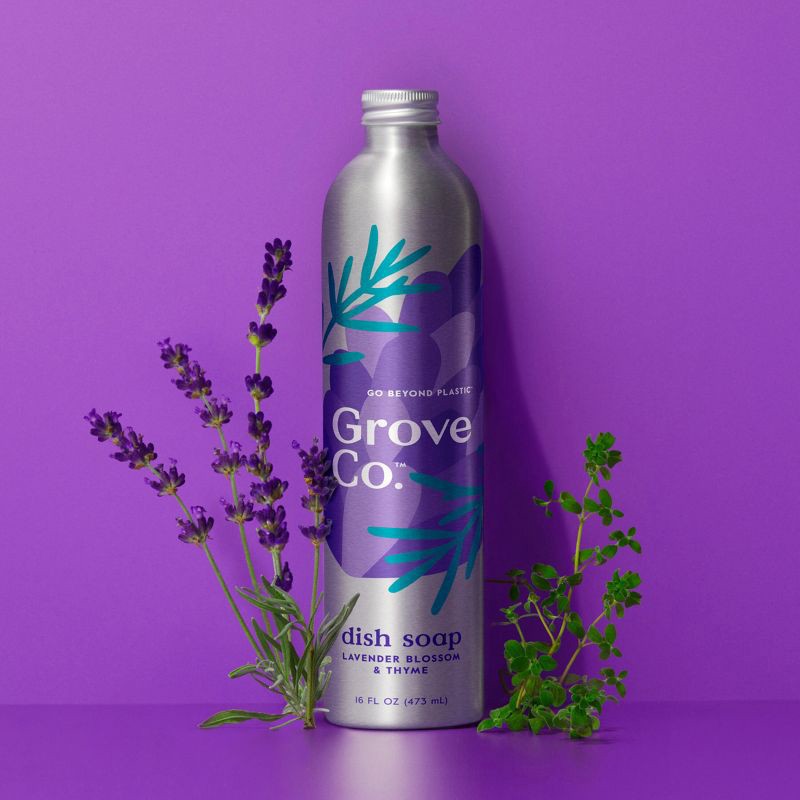 slide 3 of 8, Grove Co. Lavender & Thyme Ultimate Dish Soap Refill in Aluminum Bottle - 16 fl oz, 16 fl oz