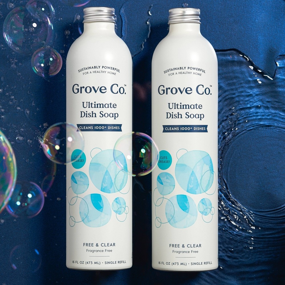 Grove Co. Ultimate Dish Soap Refill in Aluminum Bottle - Free & Clear ...