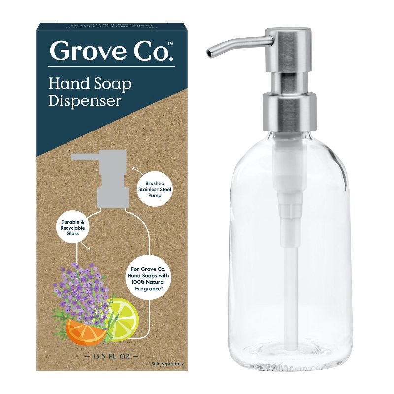 slide 1 of 14, Grove Co. Hand Soap Glass Dispenser, 1 ct