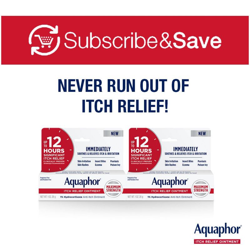 slide 8 of 10, Aquaphor 1% Hydrocortisone Itch Relief Ointment - 1oz, 1 oz