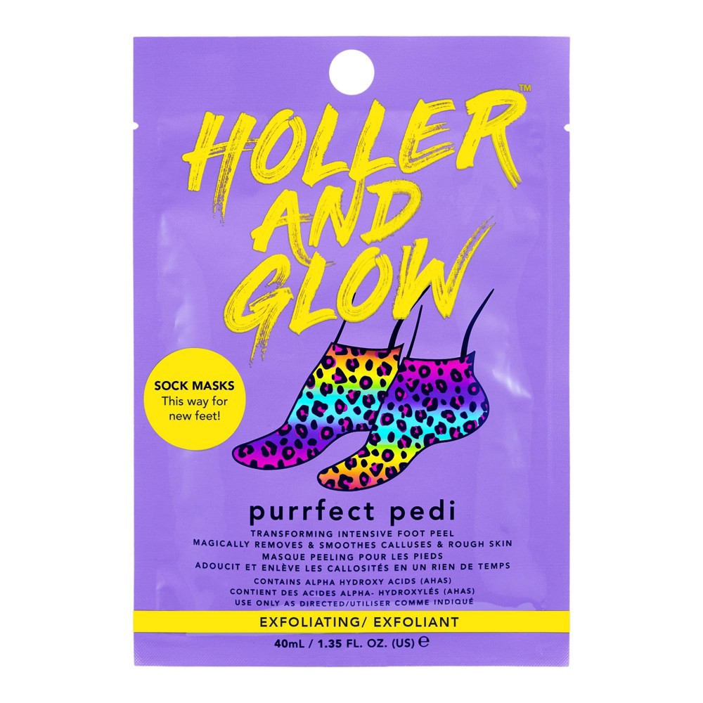 slide 1 of 1, Holler and Glow Purrfect Pedi Foot Mask - Rainbow - 1.35 fl oz, 1.35 fl oz