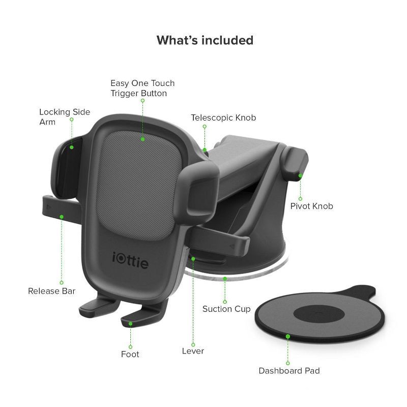 slide 3 of 8, iOttie Easy One Touch 5 Dash & Windshield Mount- Black: Adjustable Phone Holder, Plastic, 1 ct