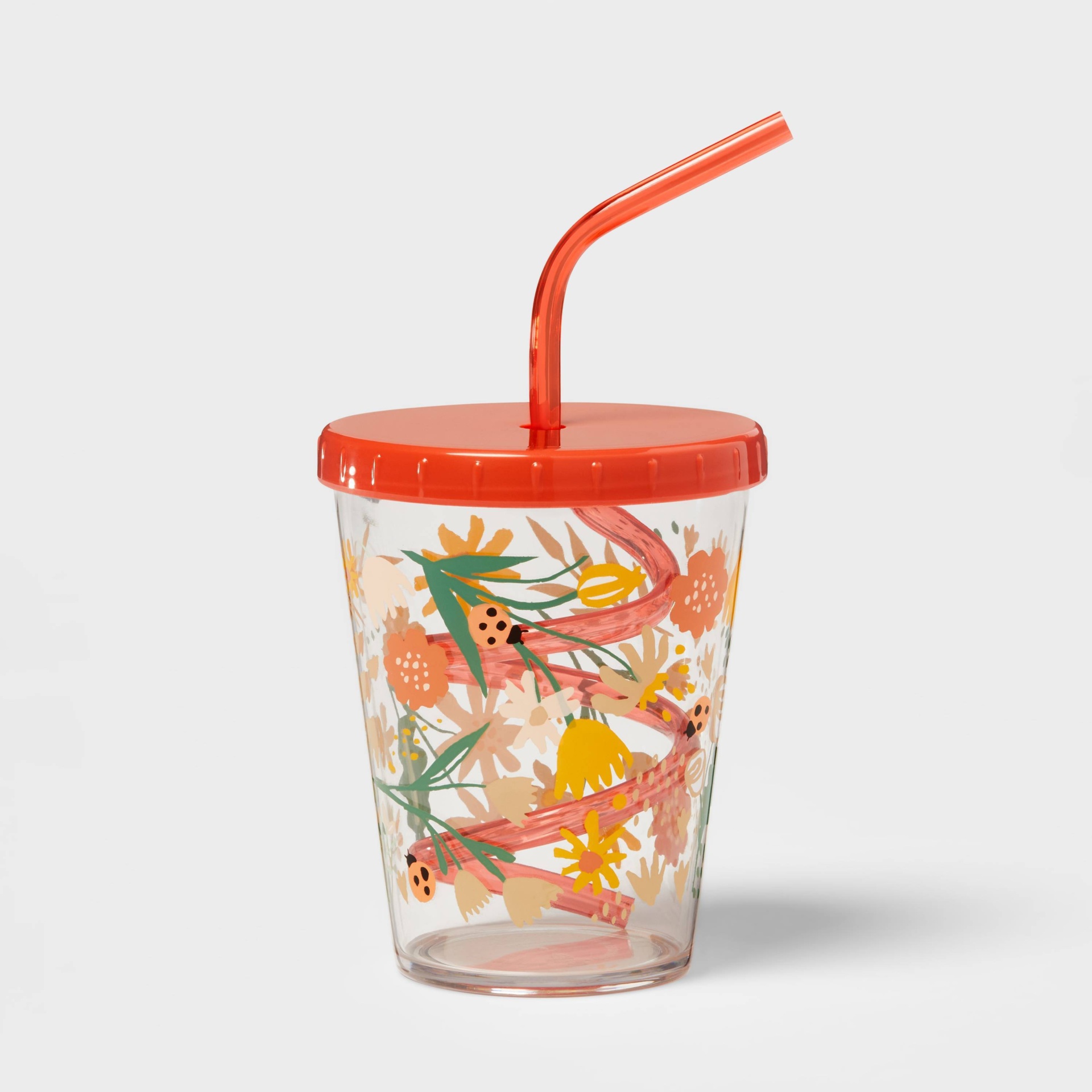 15oz Plastic Wildflower Kids' Swirly Straw Cup - Pillowfort 1 lb