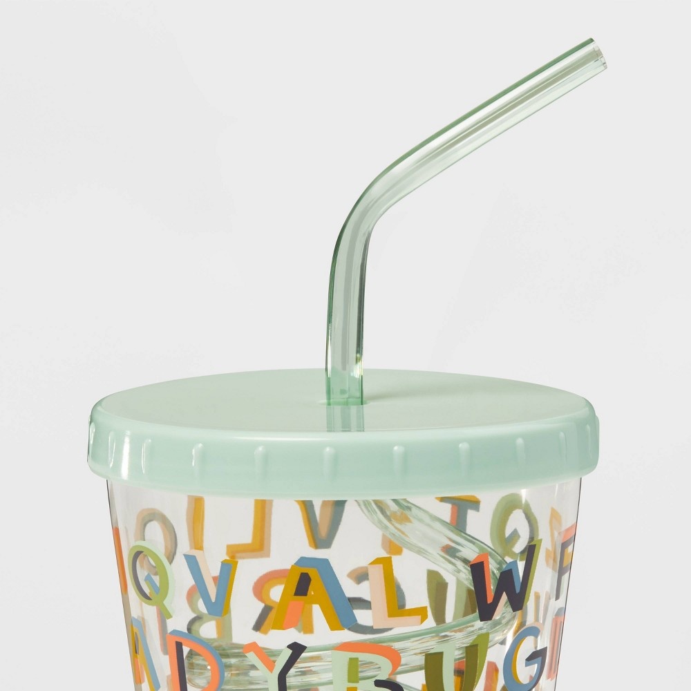 15oz Plastic ABC Kids' Swirly Straw Cup - Pillowfort 1 ct