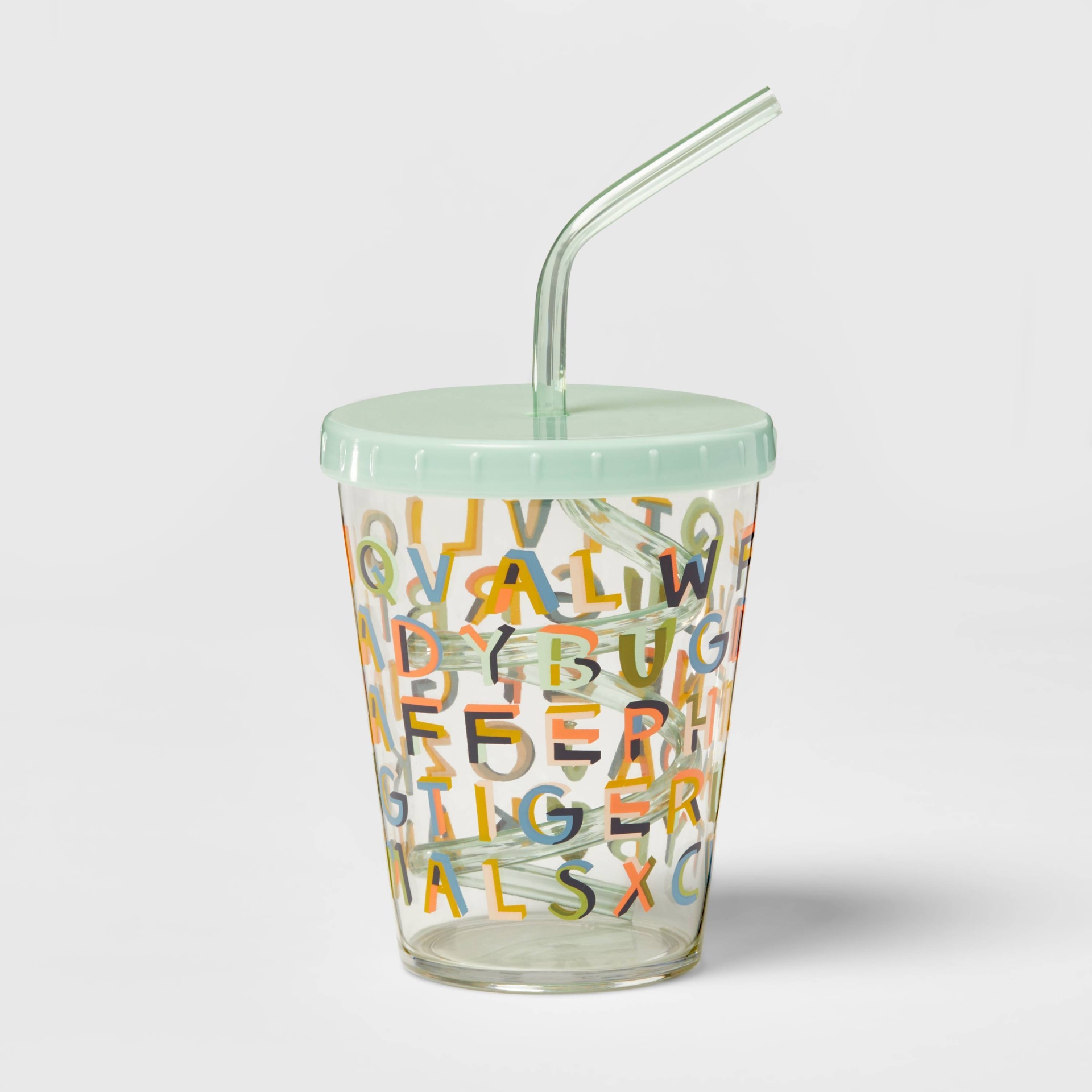 15oz Plastic ABC Kids' Swirly Straw Cup - Pillowfort 1 ct