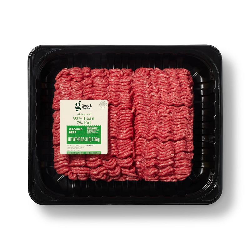 slide 1 of 3, 93% Lean Ground Beef - 3lb - Good & Gather™, 3 lb