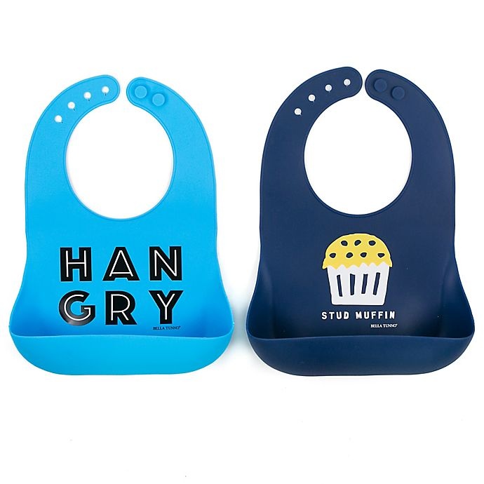 slide 2 of 3, Bella Tunno Hangry Wonder Bibs - Blue, 2 ct