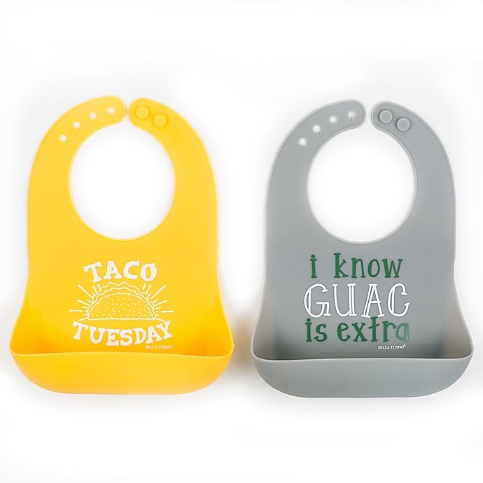 slide 2 of 3, Bella Tunno Taco Tuesday Wonder Bibs - Yellow/Grey, 2 ct