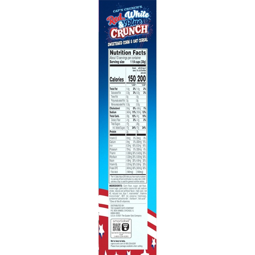 slide 4 of 5, Cap'n Crunch Capn Crunch Red White Blue Family Size Cereal, 17.4 oz