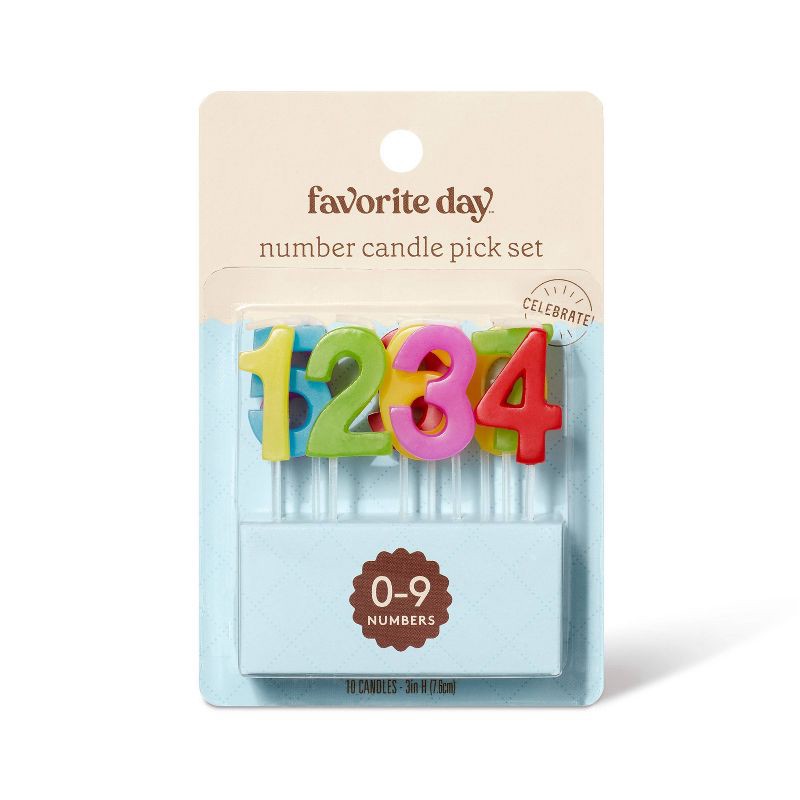 slide 1 of 3, Rainbow Number Candles - 10ct - Favorite Day™, 10 ct